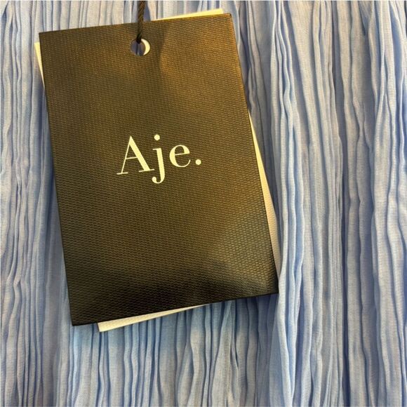 NWT Aje Solstice Pleated Midi Dress Mist Blue Size 8 - Picture 13 of 13